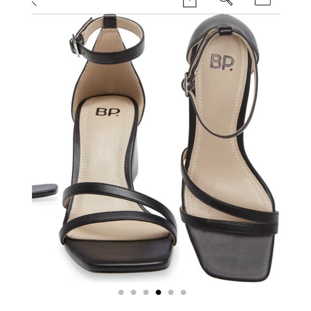 Nordstrom BP Shoes Size 9 Frankie Black Open Toe Block Heeled‎ Sandals NWB